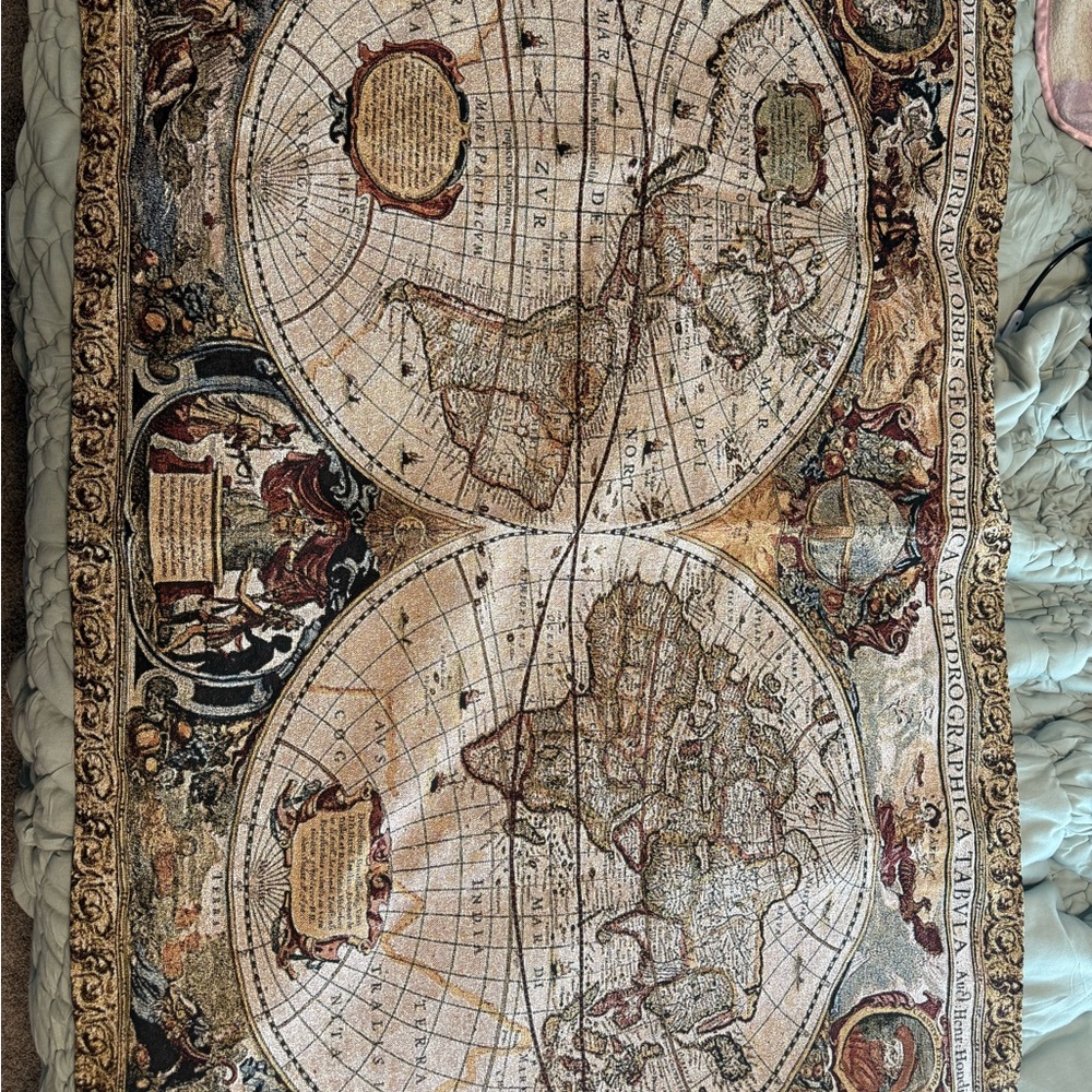 Vintage World Map Tapestry Wall Art